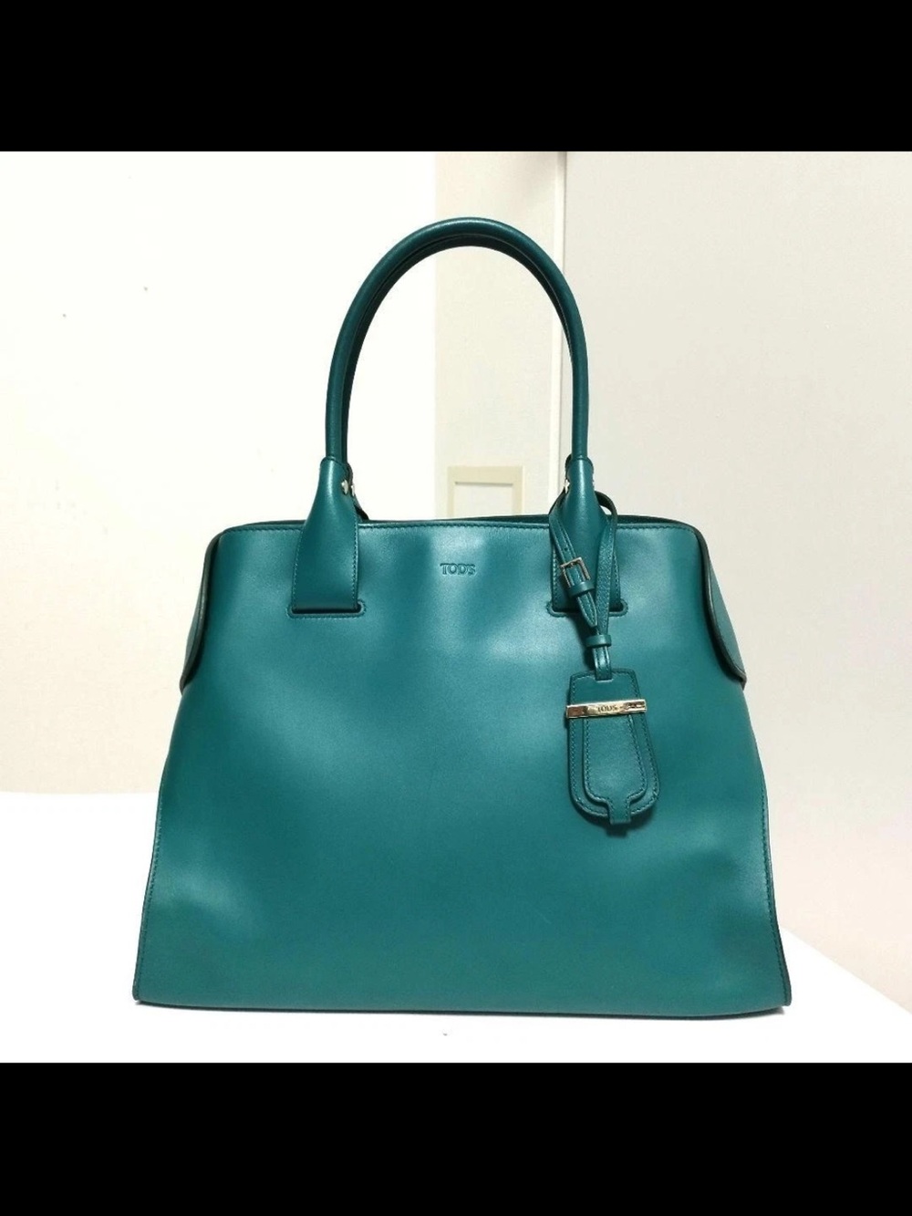 Tod's Teal Leather Structured Satchel with Top Handles